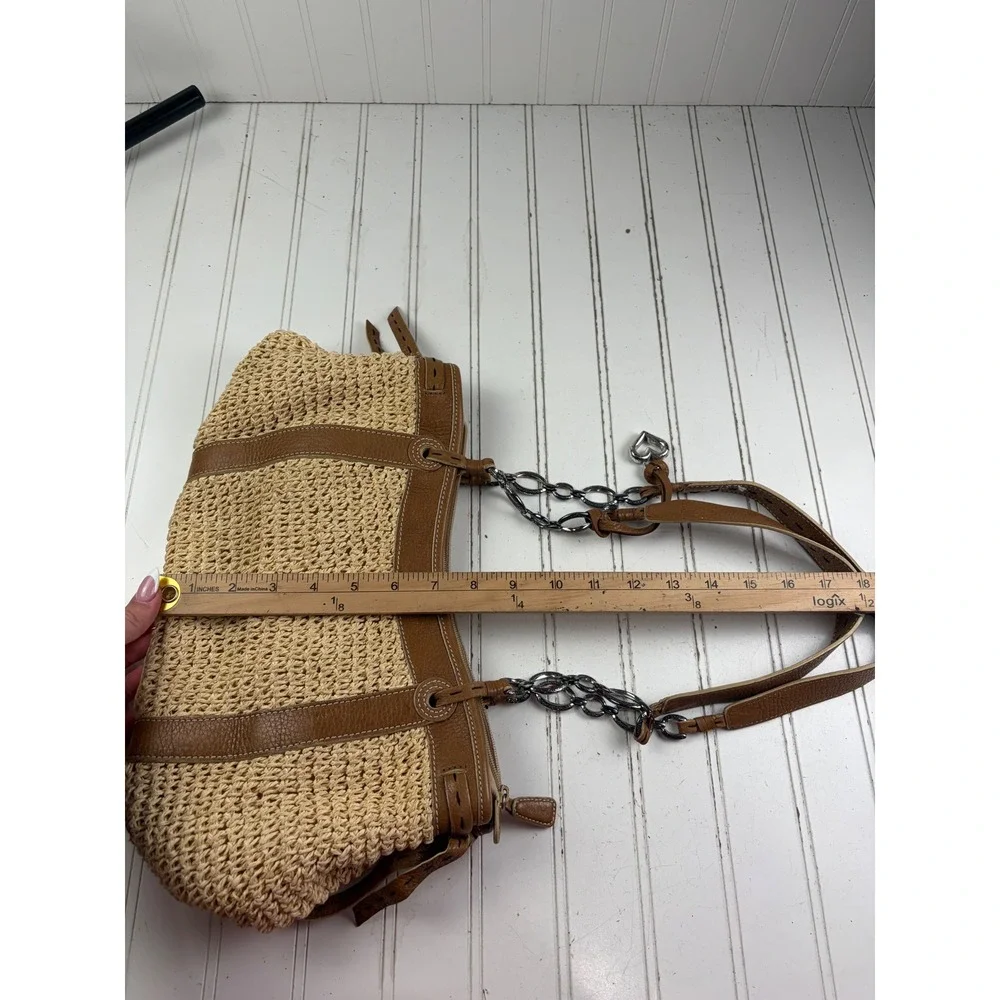 Brighton Vintage Y2K Woven Straw Leather Vacation Summer Shoulder Bag